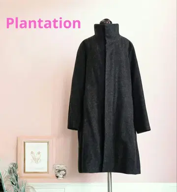 Plantation 울 롱 코트 스탠드 카라