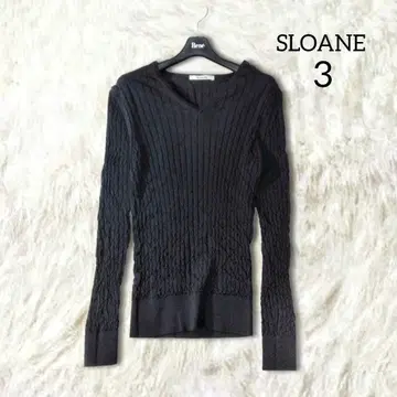 슬론 울 리브 니트 3 L 네이비 네이비 컬러 타이트 V넥 긴팔