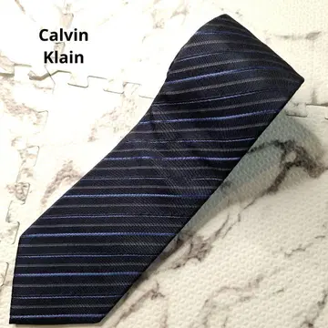 Calvin Klein 넥타이 네이비 스트라이프 SILK100%