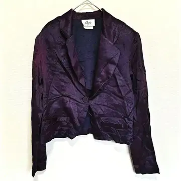 Byer 보라색 자켓 어깨 패드 짧은 기장 쇼와 레트로 구제 의류 여성용