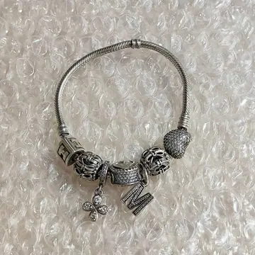 Pandora 팔찌 하트 스네이크 체인 참 포함