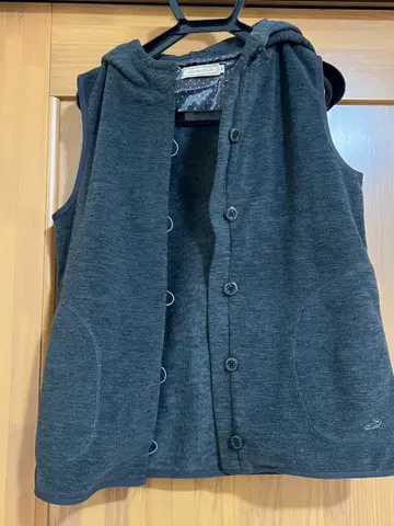 CROCODILE 후드 부착 니트 베스트 M 다크 그레이