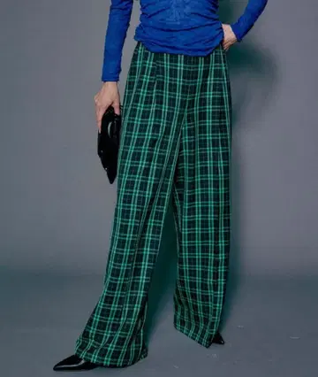 MAISON SPECIAL 체크 와이드 이지 팬츠 S M