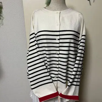 빅 사이즈 보더 가디건