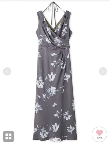 SNIDEL 스나이델 페인트 플라워 프린트 원피스 그레이