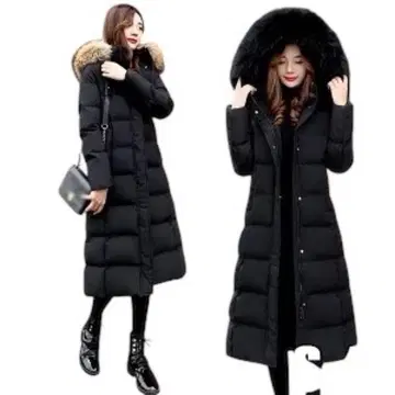 후드 부착 롱 다운 자켓 블랙