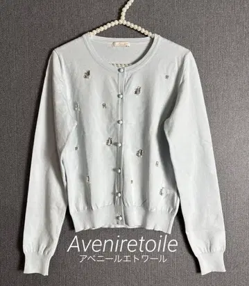 아베닐 에투알 비쥬 장식 라이트 블루 가디건 M
