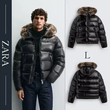 ZARA 80% 다운 20% 페더 후디드 자켓 L 새상품