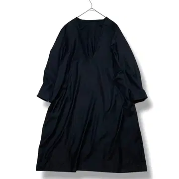 갤러리 비 울 혼방 V넥 원피스 블랙 1 S-M 상당 일본제