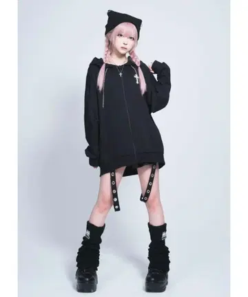 Hauls 병약미 크로스 ZIP 후드티