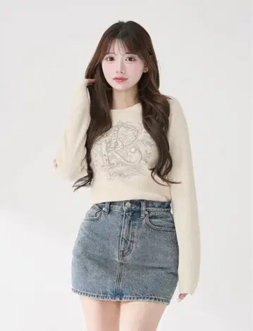 [ 미사용 새상품 ] darich DR 비쥬 플라워 리브 니트탑 IVO