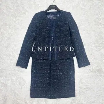 새상품급 UNTITLED 트위드 세레모니 수트 라메 노카라 네이비