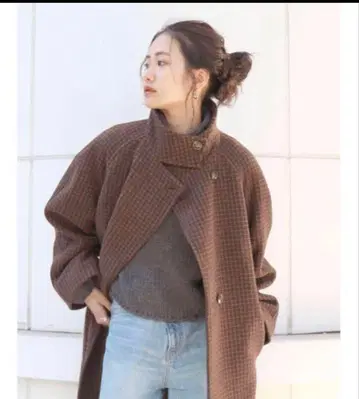 Ungrid 언그리드 새상품! 스탠드 카라 루즈 체크 코트