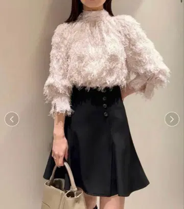 SNIDEL 자카드 볼륨 블라우스 핑크