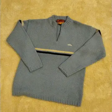 Quiksilver 라이트 블루 니트 스웨터 하프 지퍼