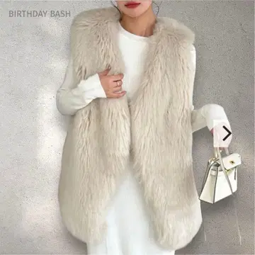 벌스데이 바쉬 VEGAN 퍼 베스트 IVORY 에코 퍼 베스트