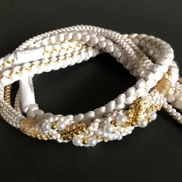 후리소데용 허리띠 순수 실크 화려한 펄 장식 포함 47WH 새상품