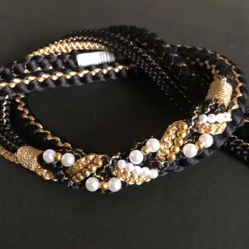 허리띠 순수 실크 화려한 펄 장식 포함 47BK 새상품