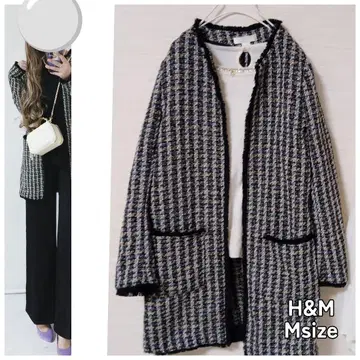 트위드 자켓 노카라 H&M