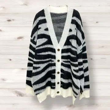 뤼미에 제브라 패턴 모헤어 터치 니트 가디건 애니멀 무늬 1321C