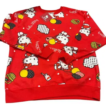 새상품 헬로키티 빨간색 트레이닝복 M 맨투맨 속기모