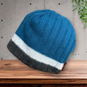 마무트 MAMMUT 파랑/그레이/화이트 리브 니트 모자 비니