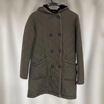 퀼팅 자켓 후드 부착 올리브 그린