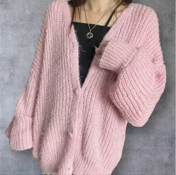 핑크 니트 가디건
