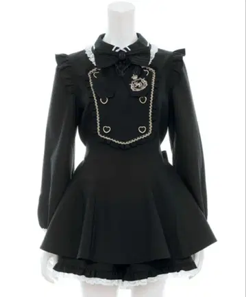 Secret Honey 더블 하트 단추 골드 피코 레이스 셋업