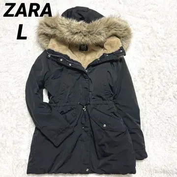 보송보송 ZARA TRF 보아 안감 모즈 코트 L 퍼 달린 후드 새상품급