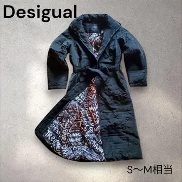 Desigual 블랙 퀼팅 롱 코트 벨트 포함 S~M 상당 새상품급