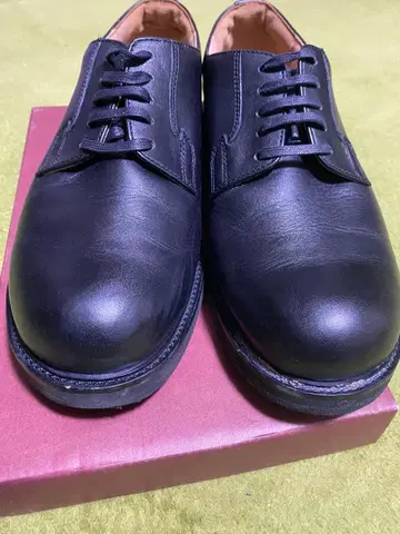 블랙 가죽제품 엽서 신발 27cm