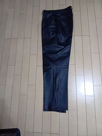 블랙 천연 가죽 팬츠