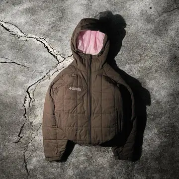 컬럼비아 hooded puffer jacket 브라운 핑크 tech