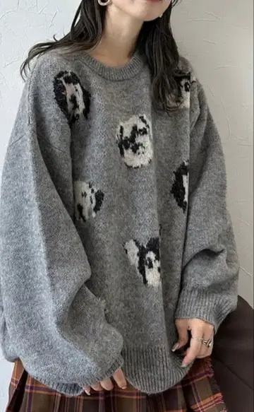 niko and - 컬러 모듬 DOG 니트 풀오버 그레이