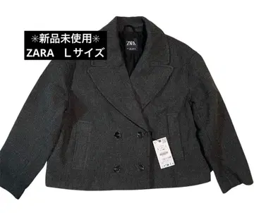 [ 새상품 ] ZARA 그레이 숏 기장 더블 브레스트 코트 L