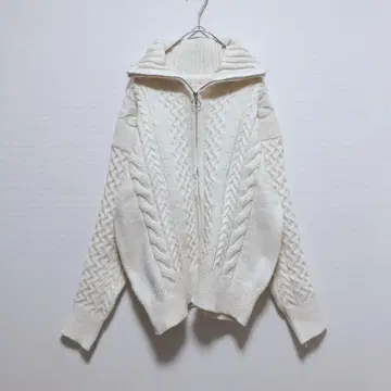 니트 자켓 풀 집업 케이블 짜임 겉옷 긴팔 심플