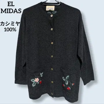 [고품질] EL MIDAS 캐시미어 100% 꽃 자수 가디건