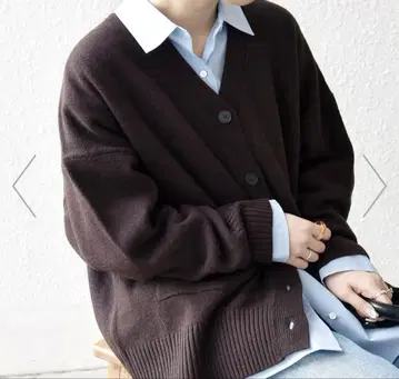 다크 브라운 니트 가디건