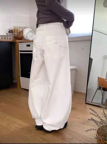 와이드 데님 화이트