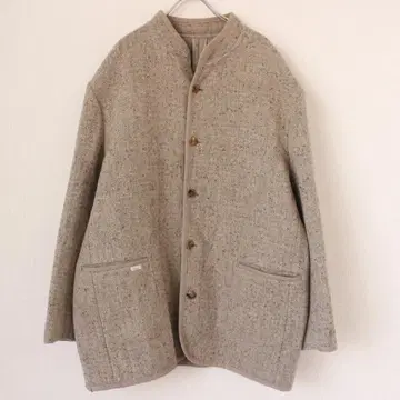 Papas 트위드 마오 칼라 자켓 L 사이즈 라이트 그레이 울