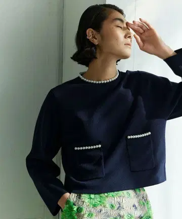 택 포함 새상품 BALLSEY 펄 콤비 포켓 풀오버