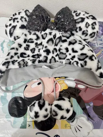 디즈니 레오파드 무늬 팬캡 실버