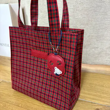 새상품급 파밀리아 토트백 (소) 체크 빨간색