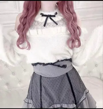 LilyMerry 이모짱 시마무라 가슴 레이스 풀오버 화이트 M