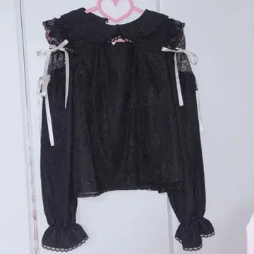 HoneyCinnamon 어깨 리본 레이스 상의