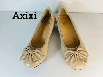 베이지 리본 포함 플랫슈즈 axixi