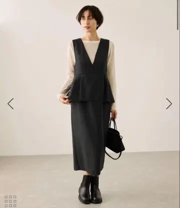 [ ROPEPICNIC ] 레이어드 스타일 페플럼 오버롤 스커트