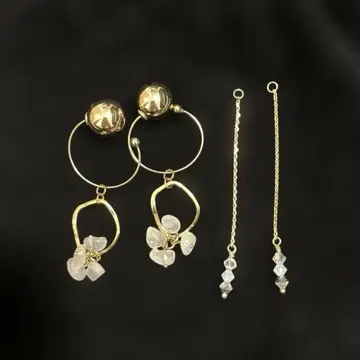 미사용 새상품 사토식 이어커프 로즈쿼츠 스와로브스키 쿠마노후데 포함