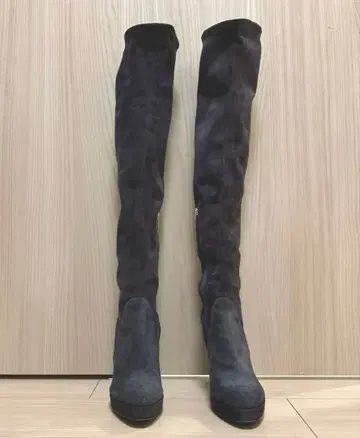 Sergio Rossi 그레이스 스웨이드 니하이 부츠 37 새상품급